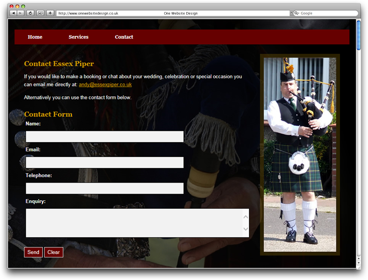 Essex Piper we design by One Website Design, Essex